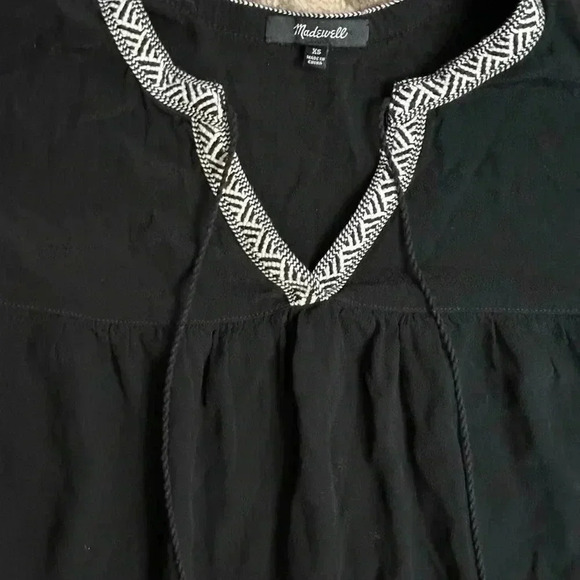 Madewell Women Boho Top Embroidered Black Peasant Size XS - Picture 4 of 4